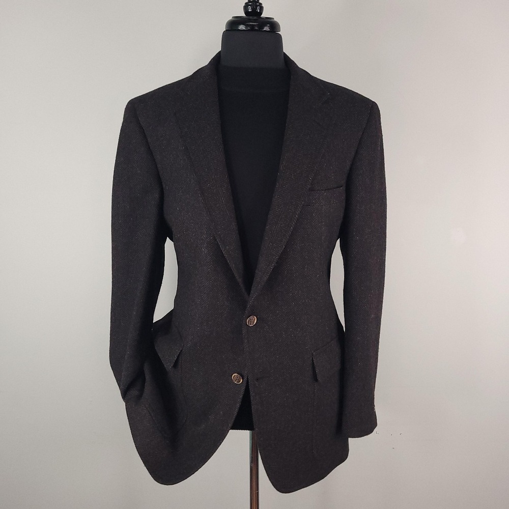 Vintage Palm Beach Blazer Mens 44 Wool Herringbone Tweed Sport Coat USA 80s‎